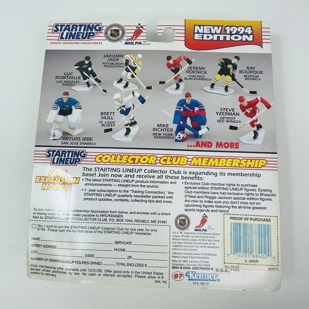 1994 Starting Lineup Jaromir Jagr Pittsburgh Penguins With Card Vintage